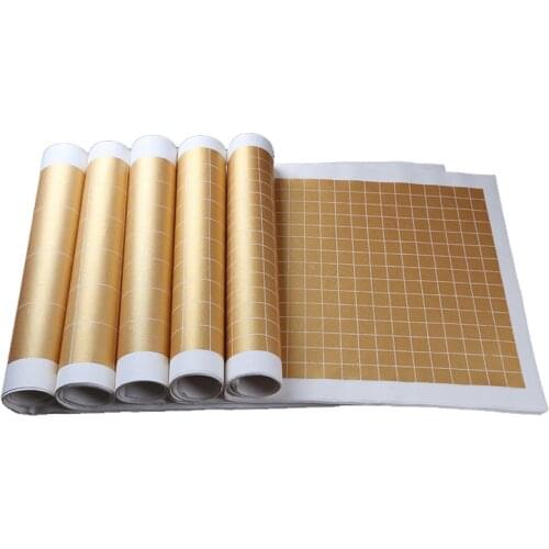 Calligraphy Papers Rice Paper Gold Foli Ripe Xuan Paper with Grids Thicken Chinese Calligraphy Creation Xuan Papers 10 Sheets