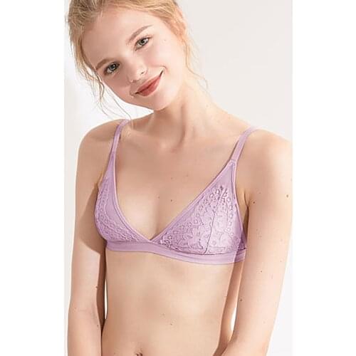 Hot Girls Lace Bra Sexy Floral Translucent New Bra Women Thin Underwear White Black Bralette Wireless Seamless Soft Lingerie