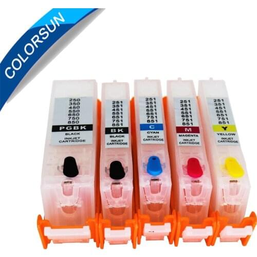 Colorsun 5Pcs PGI-250 CLI-251 Compatible Ink Cartridge For Canon ip7220 8720 MG5420 MX922 MX722 IX6820 with ARC chip