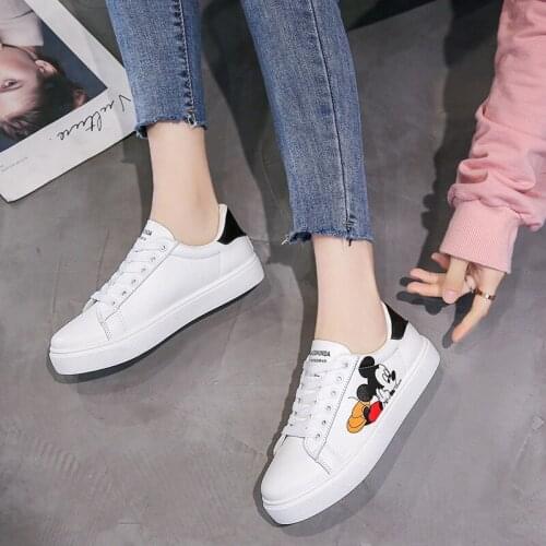 Childrens casual sports shoes spring autumn 2021 new girls boys stitching white shoes Mickey big kids fashion non-slip shoes