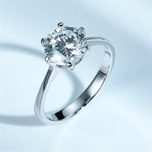 DY Simple Compromiso Eternity Bridal Engagement Ring For Wedding 8.0MM Round CZ 925 Sterling Silver Ring For Women Fine Jewelry