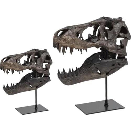 Resin Artificial Dinosaur Head Skull Model Animal Decor Statues Dinosaur Head Ornament Home Bar Décor Housewarming Gifts