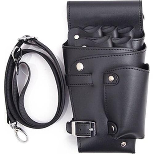 PU Leather Scissors Bag with Strap Hair Stylist Pocket Hairdressing Tool Pouch for Hairdressers