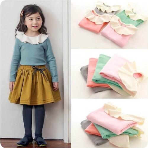 Korean Childrens 2016 Autumn New Baby Leaf Lead Color Base Bottoming Upper Garment Girl Jacket T-Shirt Pullover Unlined Garment