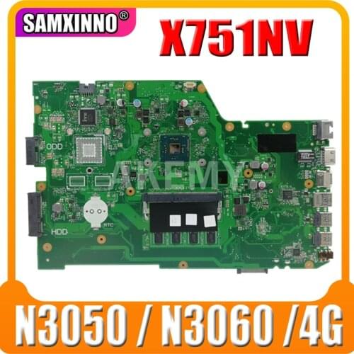 SAMXINNO X751NV original mainboard for ASUS X751NA X751N Laptop motherboard X751NV mainboard with 4GB-RAM N3050 / N3060