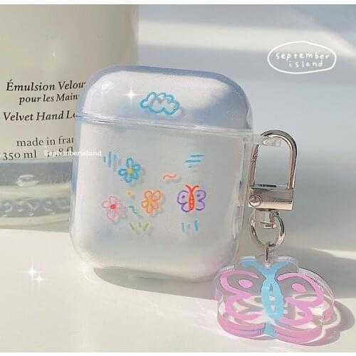 Cute Blue Monarch Pink Butterfly Headphone Cases For Airpods 2 1 Case Clear Soft Silicone Earphone Cover For Airpods Pro 3 Coque