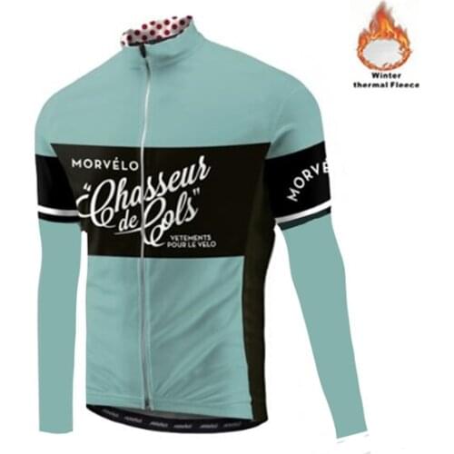 Morvelo Winter Thermal Fleece Mens Cycling Jersey long sleeve Ropa ciclismo Bicycle Wear Bike Clothing maillot Ciclismo 2018