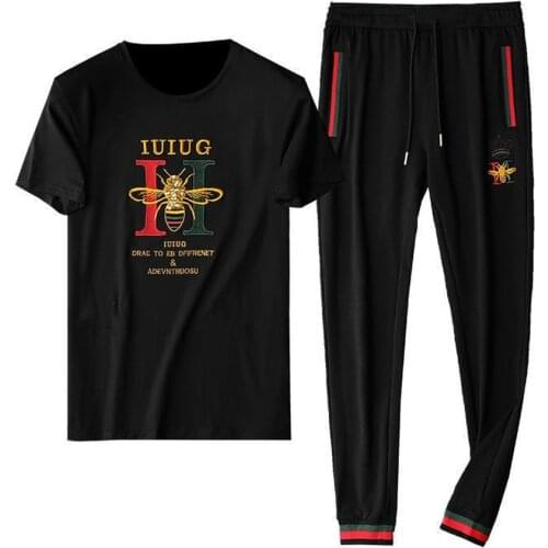 Men Sets Summer New Mens Sportswear Short-sleeved T-shirt Trousers Casual Two-piece Large Size Mens Clothes Mens Joggers Set