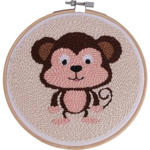 NAIYUE Animal Pattern Punch Needle Kit with 15cm Embroidery Hoop Punch Needle Pen Gift