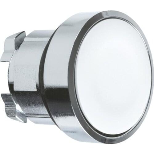 ZB4BA1 Push button head, metal, flush, white, Ø22, spring return, unmarked