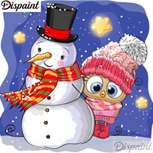 Dispaint Full Square/Round Drill 5D DIY Diamond Painting "Owl snowman" 3D Embroidery Cross Stitch 5D Home Decor A12429