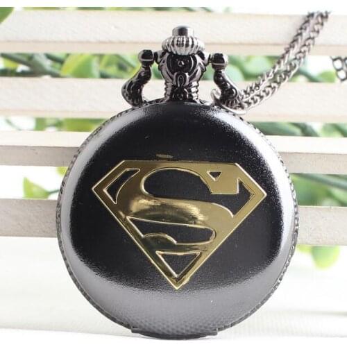 New Fashion quartz black blue face Good quality steampunk pendant Necklace pocket watches
