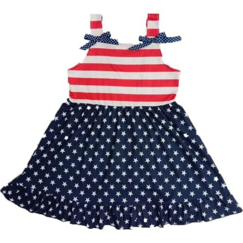 Bouqiute Baby Girls Clothes Red Stripe with Stars Skirt For Hallowmas Toddler Girls Dress