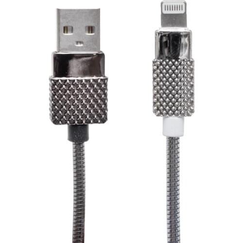 POWERMASTER METAL SPRINGY LIGHTNING USB DATA CABLE 1 METRE