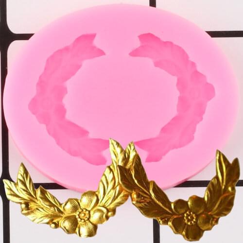 Flower Wreath Border Silicone Mold Cupcake Topper Fondant Molds Cake Decorating Tools Candy Clay Chocolate Gumpaste Mould