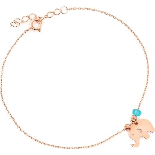 Good Looking 925 Sterling Silver Jewelry Elephant Anklet with AQUAMARİN