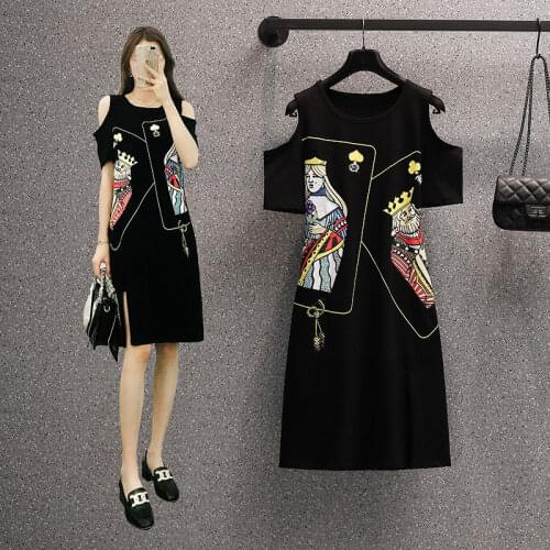 Womens sexy plus size L-5XL dress XXL XXXL 3XL XXXXL 4XL print poker card black slim Casual loose blouses blusas beach dresses