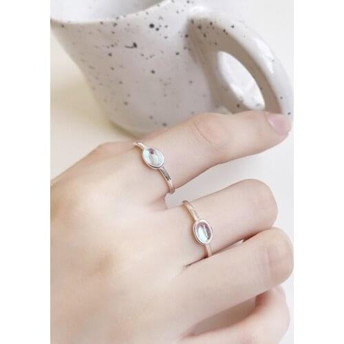 Amaiyllis 925 Sterling Silver Minimalist AB Color Zircon Ring Open Small Zircon Index Finger Ring Jewelry For Women Gift