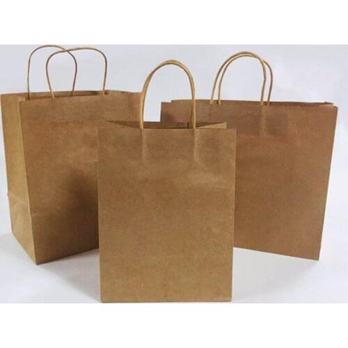 1/5Pcs Kraft Paper Bags Cookie Gift Bags with Handles Baby Shower Gift Party Packag Bag Wedding Gifts for Guests Packaging Box