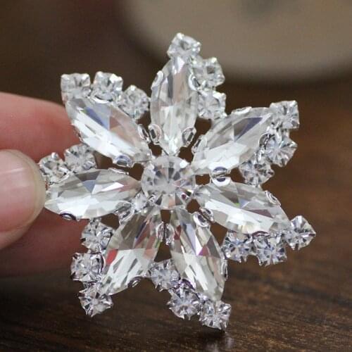 1pcs 45mm Flower Shape crystal AB Rhinestone Applique sew on rhinestone for DIY Wedding dress decoration silver flatback