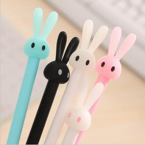 1pc Cartoon rabbit Design with cap gel pen 0.38mm black ink Gel pen Signature pen stationery office school stationery supplies