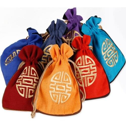100pcs Chinese style drawstring bag Packaging Jewelry bags Gift Pouch