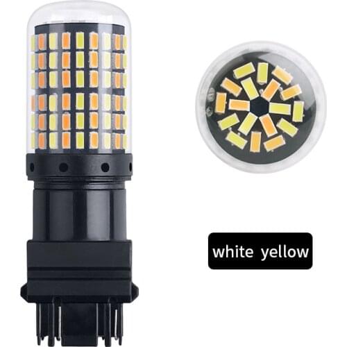 1X T20 7443 W21W W21/5W 1157 BAY15D Dual Color Led Bulbs 3014 168SMD For Turn Signal Light DayLight No Hyper Flash White Yellow