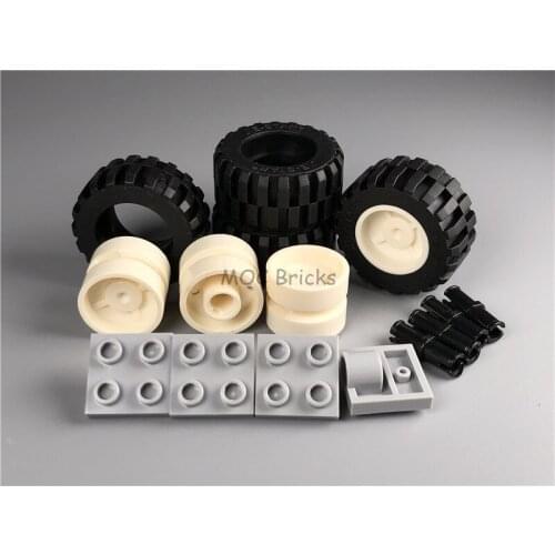 2sets/lot MOC Bricks White Wheel with Black Tire Set 56145c01 Educational Building Blocks DIY Dolls Toys for Children Xmas gifts