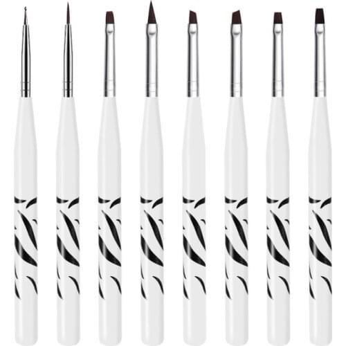 8pcs Nail Print Pen Acrylic Nail Art Brush UV Gel Brush Manicure Brushes Set Nail Brush Kit Gel Varnishes Tools