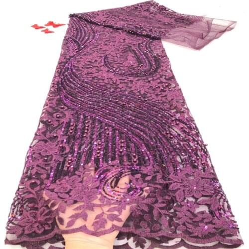 African French Tulle Net Lace Fabric Latest Embroidered Sequins 3d Lace Fabric For Wedding Dress 5Yards JJN583