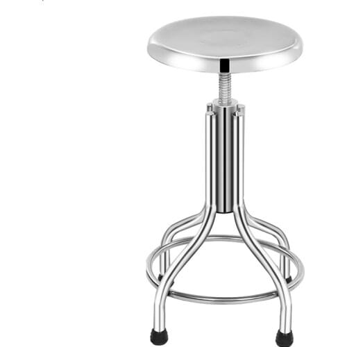 Safe Stainless Steel Spiral Lifting Fixed Bar Chair Laboratory Factory Staff Stool Lifted Stable Haircut and Cosmetology Chair