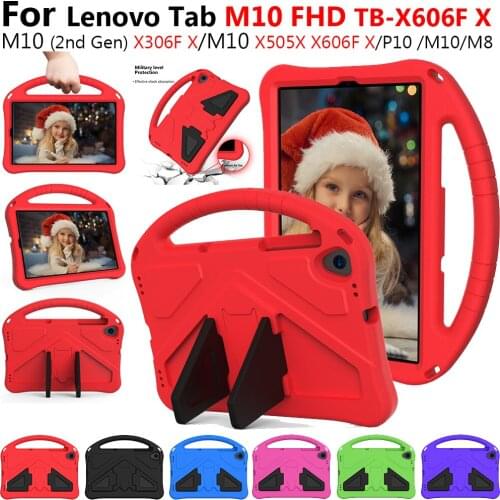 For Lenovo Tab M10 FHD Plus TB-X606F M10 TB-X505F TB-X605F P10 TB-X705F/L Case EVA Foam Kids Safe Shockproof Stand Tablet Cover
