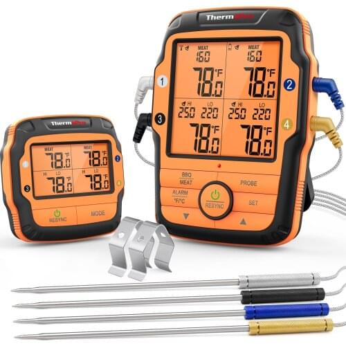 ThermoPro TP27C 4 Probes Digital Kitchen Cooking Thermometer For Meat Backlight BBQ Grilling Oven Meat Thermometer With Timer