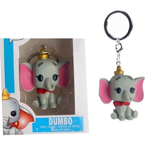 Dumbo Keychain PVC Action Figure Collection Model Keyring with Box Bag Pendant Toys for Children Christmas Gifts