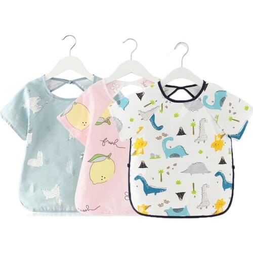 Cute Cartoon Baby Bibs Waterproof Infant Eating Bib Without Pocket Children Drawing Sleeveless Apron Kids Toddler Feeding Bibs