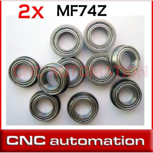 2pcs flange bearings MF74ZZ size 4*7*2.5mm radial shaft