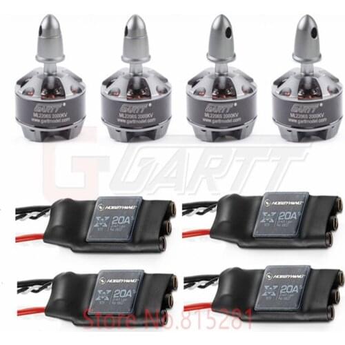 GARTT CW CCW ML 2206 S 2000KV Brushless Motor+4pcs XRotor 20A OPTO Brushless ESC For QAV 210 250 300 Quadcopter Multicopter