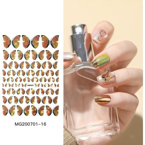 Holographic Rainbow Butterflies Nail Stickers Laser Butterfly Designs Colorful Self Adhesive Sticker Nail Decoration Manicure