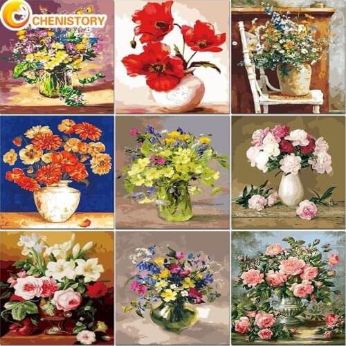 CHENISTORY DIY Diamond Painting Full Square Flowers Cross Stitch Diamond Embroidery Still Life Mosaic Art Handmade Home Decor