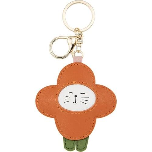 Creative Flower Keychain Cortical Cute Personality Animals Bag Pendant Car Key Couples Charm Accessories Keyring New Fine Gift