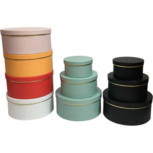 3pcs pure color round boxes, party gift packing flower box Valentines day birthday, Engagement holder case,6 colors choose