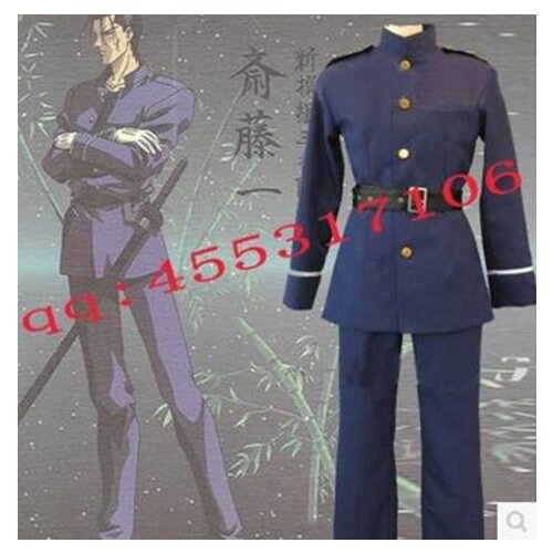 Hot! Hight Quality Anime Rurouni Kenshin/Samurai X saito Hajime Cosplay Costume Halloween Uniform Outfit Perfect Costume For You