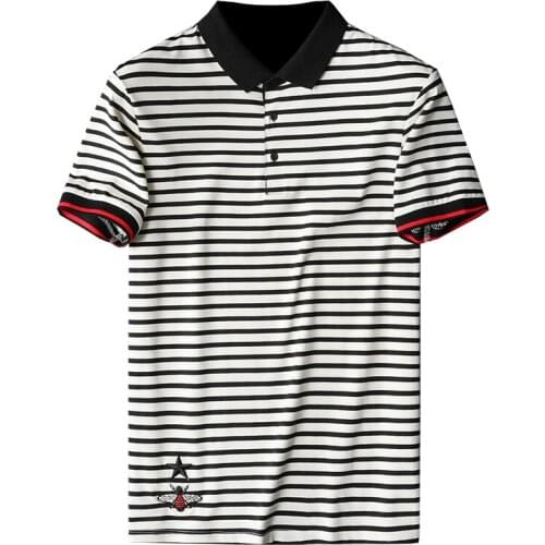 Fashion The main push for 2021 summer new striped mens short-sleeved POLO shirt Little Bee Tops