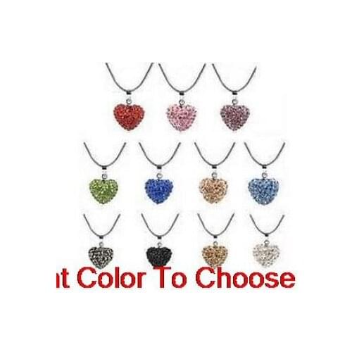 Df3 Silver Plated Pave heart Necklace Rhinestones Men Women Jewelry Pendant multicolor snake Chain crystal
