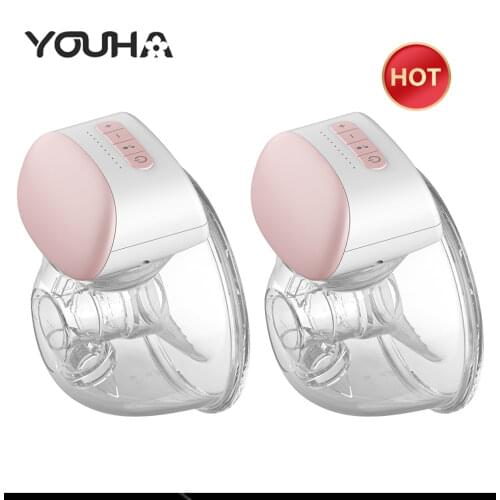 2 pcs YOUHA Wearable Breast Pump Hands Free Electric Portable Wearable Breast Pumps BPA-free Breastfeeding Milk Collector
