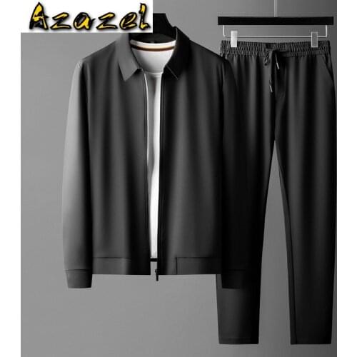 Azazel Spring And Autumn Mens Suits 2 Pieces Luxury Solid Color Zipper Casual Sport Male Sets Slim Fit Mens Jackets And Coats