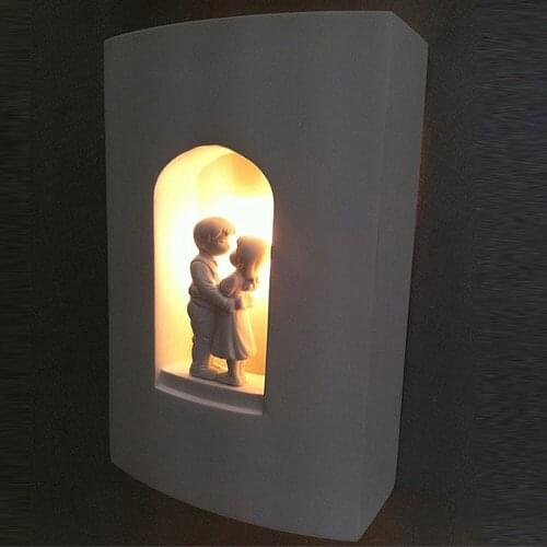 Modern Oblong Gypsum Hug lovers Bedroom Wall Lights Cute Ivory White Gypsum Wall Lights Corridor Bedsides Wall Lamp