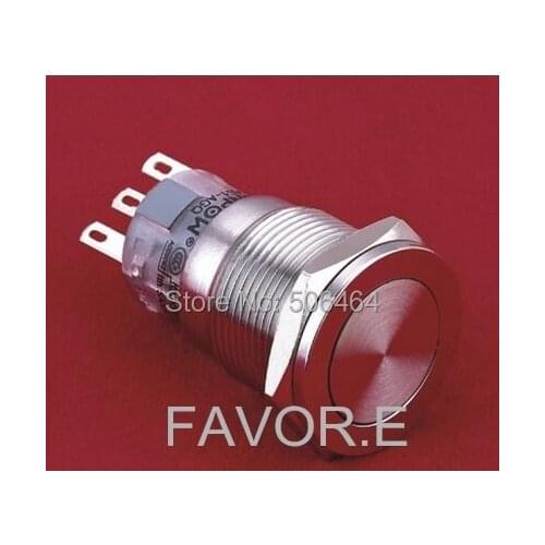 * Stainless steel 19mm IP67 5A/250VAC 1NO 1NC Momentary metal Push Button Switch ultra-flat
