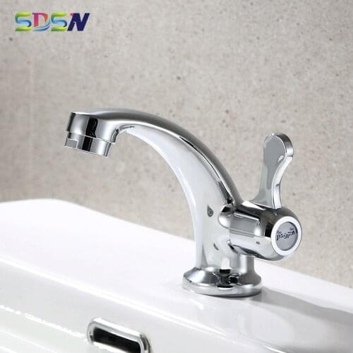 Single Cold Basin Faucet SDSN Polished Chrome Cold Bathroom Mixer Faucet Deck Mounted Basin Sink Faucet Brass Valve Cold Faucet
