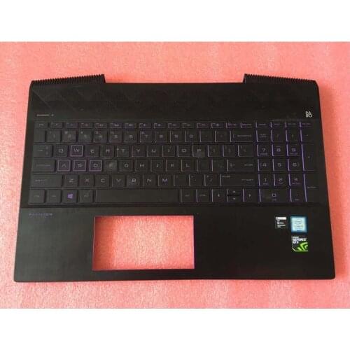 Palmrest Keyboard Bezel for HP Pavilion GAMING 15-CX PC with purple backlight